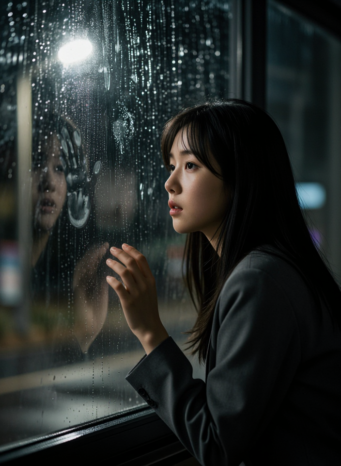 비 내리는 창가의 흔적